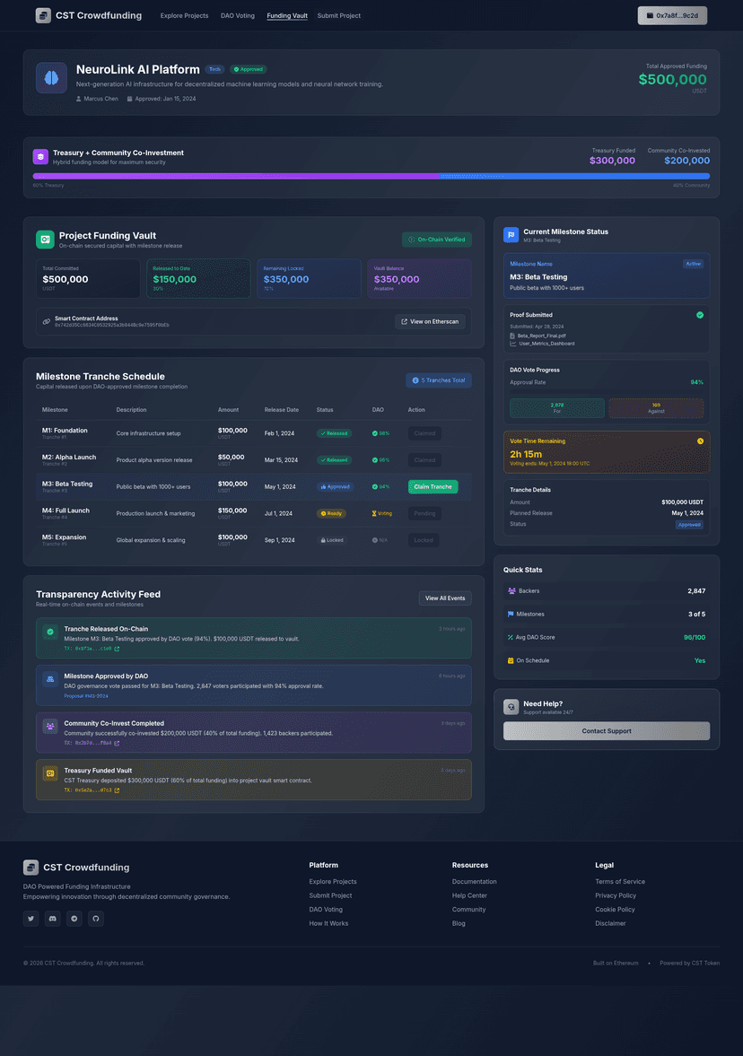 CST Crowdfunding Funding Dashboard